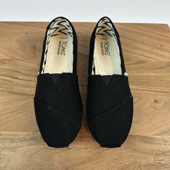 New NWOB Mens TOMS Alpargata Rover Slip On Black Fabric Loafers Shoes Size 7.5 M main image 5